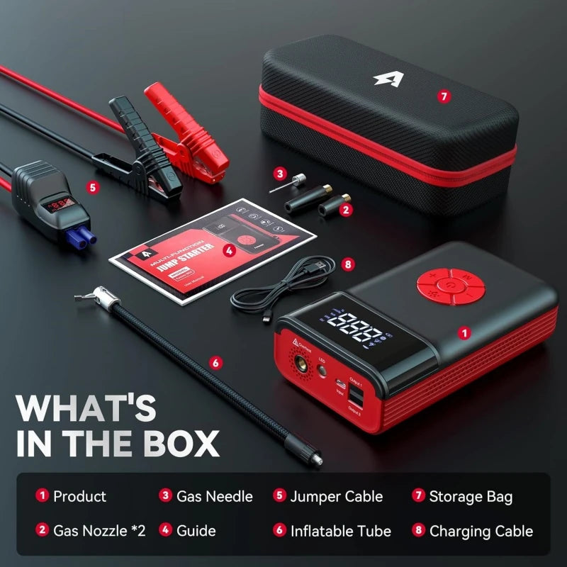 4000A 150PSI 11200Mah Portable Jump Starter with Air Compressor Function