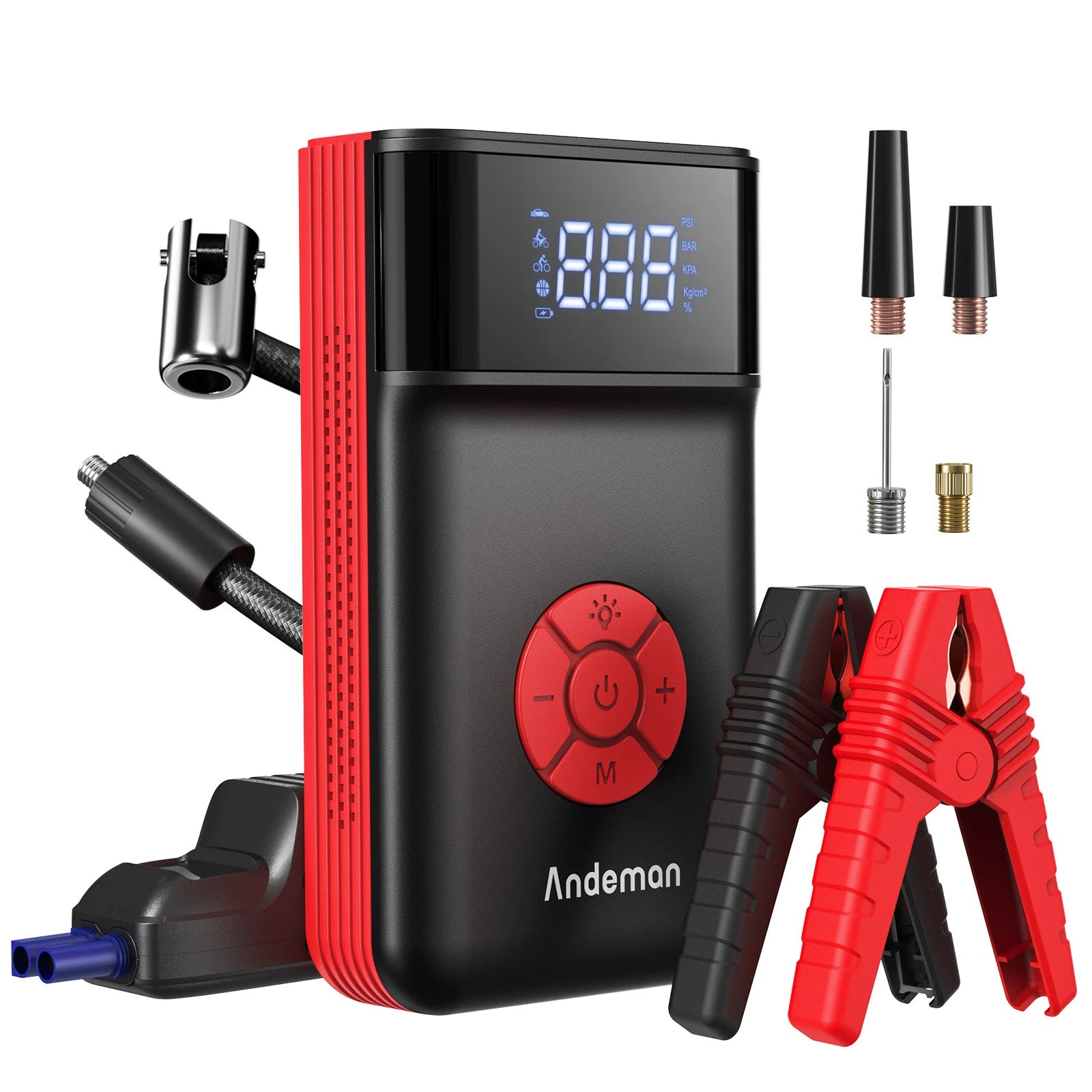 4000A 150PSI 11200Mah Portable Jump Starter with Air Compressor Function