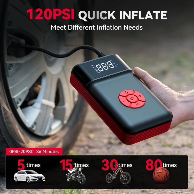 4000A 150PSI 11200Mah Portable Jump Starter with Air Compressor Function